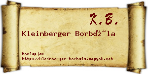Kleinberger Borbála névjegykártya